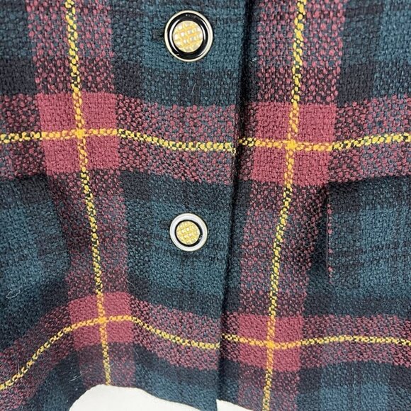 VTG Kasper ASL Wool Plaid Blazer sz 16 Velvet Shawl Collar Gold Buttons Academia - Picture 4 of 12